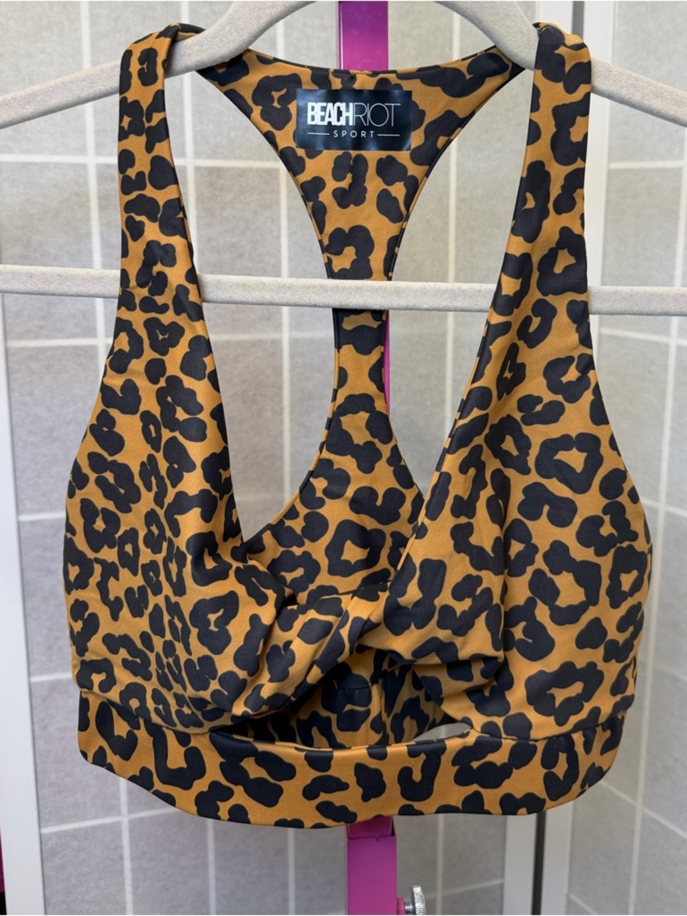 BEACHRIOT Leopard Print Racerback Sports Bra  AND Leggings set Brown & Black
